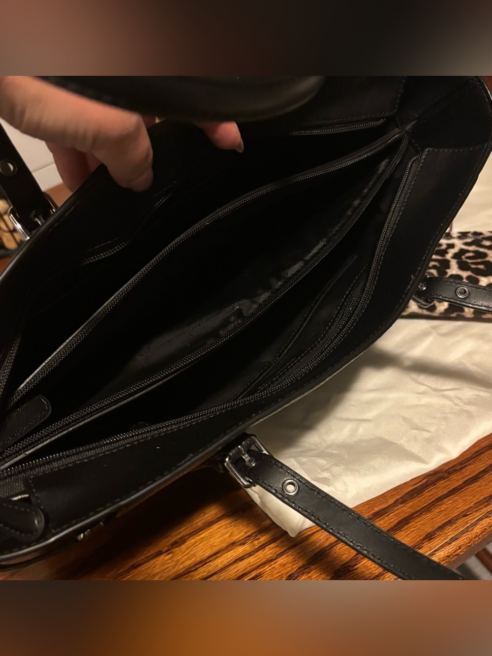 Michael Kors Black and Leopard Print Tote with Wallet - Picture 4 of 6